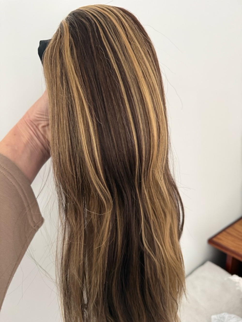 Brown and Blonde Highlight Women’s Human Hair Wig